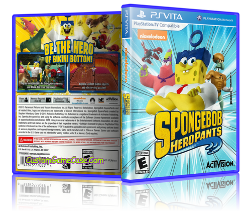 Spongebob Hero Pants - Sony PlayStation PS Vita - Empty Custom Replacement Case