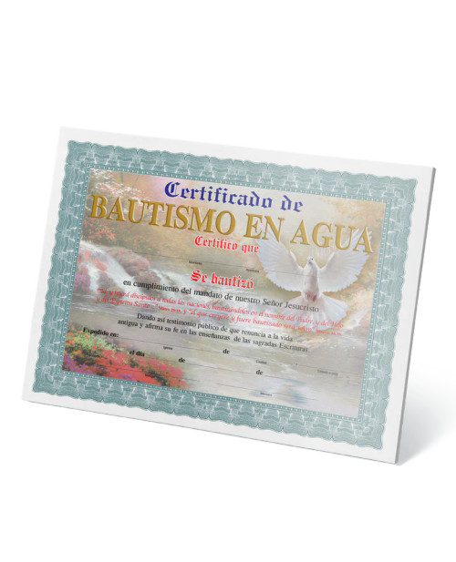 Certificado de bautismo en agua (Paq.15) /  # 12132