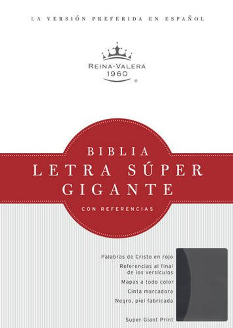 Biblia Letra Super Gigante 17 Pts. RVR 1960 | Simil Piel Negro y Gris