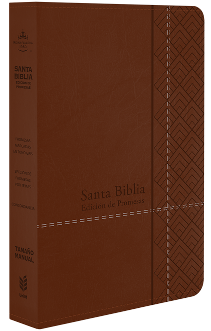 Biblia De Promesas Letra Grande Tamano Manual 12 Pts. Con Indice, RVR60 | Piel Especial Cafe