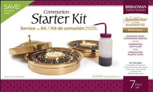 Communion Starter Kit, Service For 64, Set 7 piece  (Brass Finish)