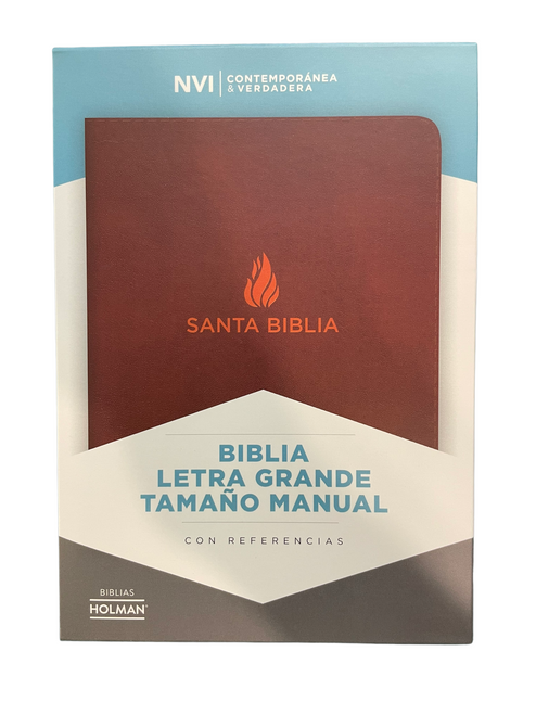 Biblia NVI Letra Grande Tamano Manual 12 Pts Con Indice  | Piel Fabricada Marron