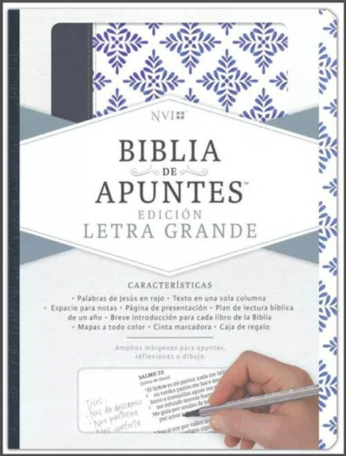 Biblia De Apuntes NVI Letra Grande | Simil Piel Blanco-Azul