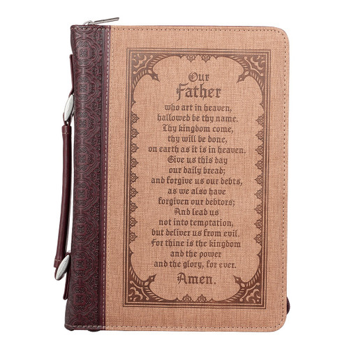 The Lord's Prayer Brown Two-tone Faux Leather Classic Bible LARGE Cover