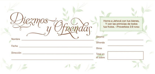 Sobres Diezmos y Ofrendas (PAQUETE DE 100)