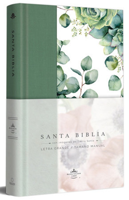 Biblia Letra Grande Tamano Manual RVR 1960, Tapa dura y Tela Verde Con Flores