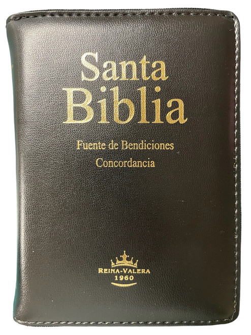 Biblia Tamano Compacta Fuente de Bendiciones, Con Indice y Cierre, RVR 1960 | Acolchonada Negro