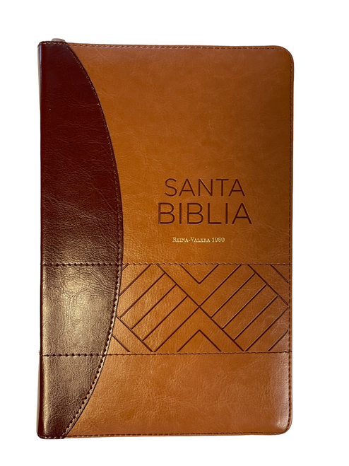 Biblia Letra Grande Tamano Manual 12 Pts Con Indice y Cierre | Imitacion Piel Cafe Oscuro-Cafe Claro