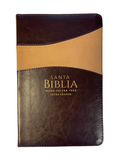 Biblia Letra Grande Tamano Manual 12 Pts Con Indice y Cierre | Imitacion Piel Cafe -Cafe Claro