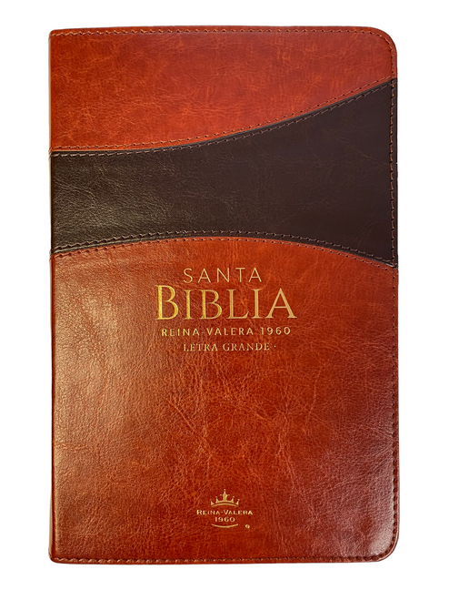 Biblia Letra Grande Tamano Manual 12 Pts. Con Indice | Imitacion Piel Cafe Claro-Cafe Oscuro