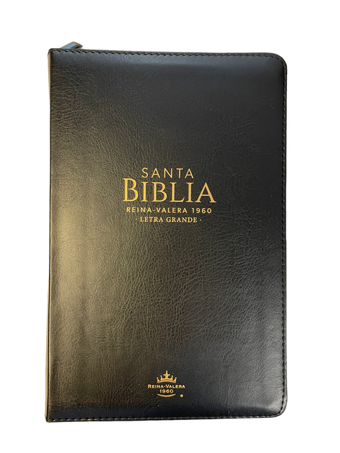 Biblia Letra Grande Tamano Manual Con  Indice y Cierre , Imitacion Piel Negro