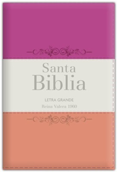 Biblia Letra Grande Tamano Manual Con Indice y Cierre (NO TIENE PJR) | Imitacion Piel Guinda, Crema, Melon