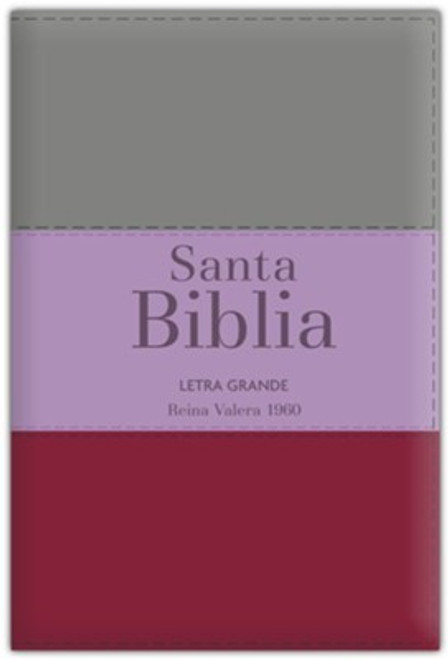 Biblia Letra Grande Tamano Manual Con Indice y Cierre (NO TIENE PJR) | Imitacion Piel  Marron-Violeta-Gris