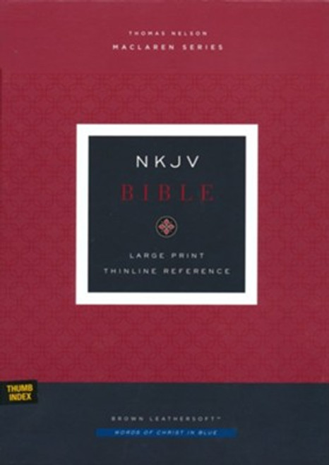 Bible NKJV Large Print Thinline Reference,Thumb Index  | Brown Leathersoft