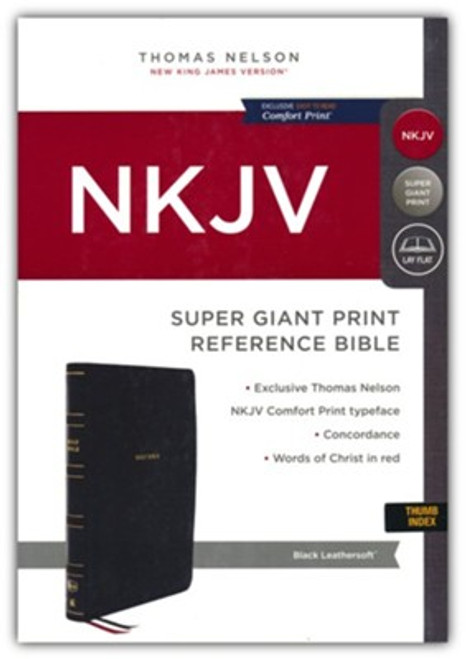 NKJV, Super Giant Print, Reference Bible Red Letter Edition, Comfort Print | Black Leathersoft