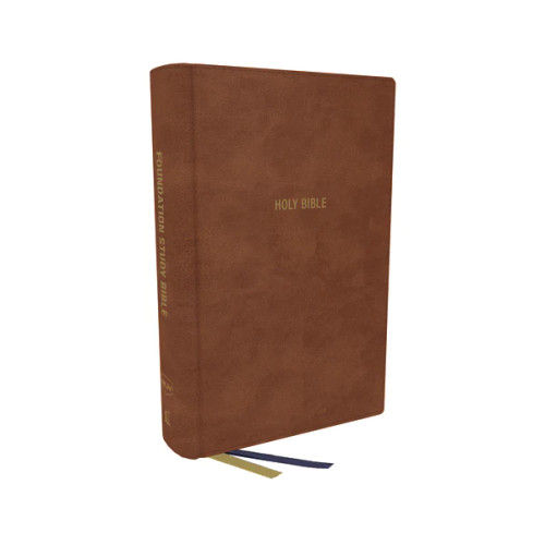 NKJV, Foundation Study Bible, Large Print, Red Letter Edition, Comfort Print | Brown Leathersoft
