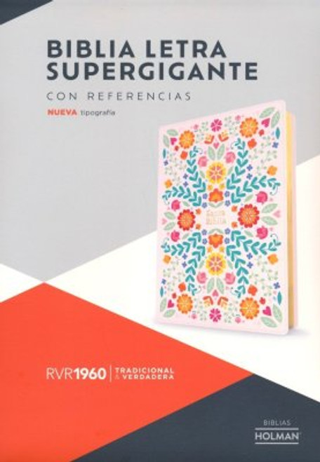 Biblia Letra Super Gigante RVR 1960, 16 Puntos  Con Indice | Simil Piel Flores