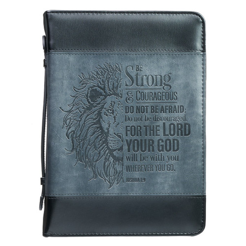 Be Strong Lion Two-Tone Classic Bible Cover MEDIUM- Joshua 1:9