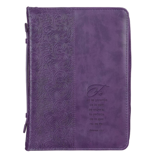 Funda para Biblias Fe, Morado – Hebreos 11:1 - MEDIUM