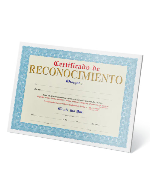 Certificado De Reconocimiento (Paq.15) / #12139