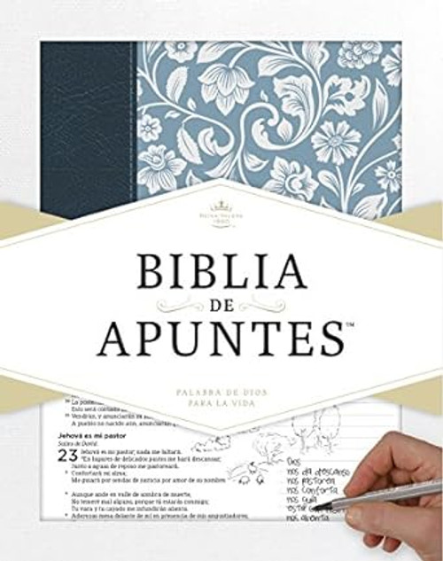 Biblia de Apuntes - RVR60,  Piel Genuina Azul y Tela Impresa