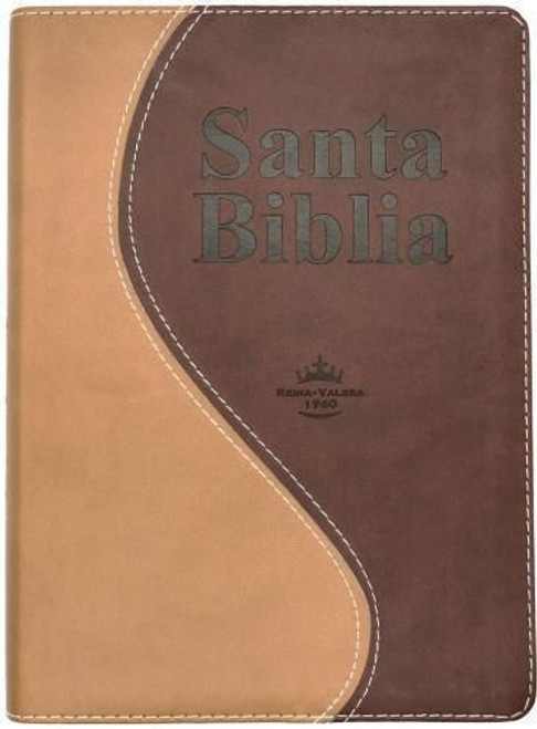 Biblia Letra Grande Tamano Manual RVR 1960, Simil Piel Crema-Marron Con Indice