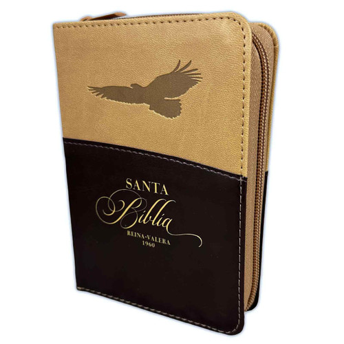 Biblia Aguila de Bolsillo con Cierre 8 Puntos, RV1960, Imitacion Piel Cafe con índice
