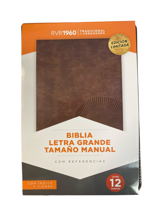 Biblia letra grande tamano manual 12 Puntos, Simiel Piel Cafe con indice y cierre