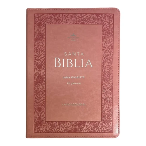 Biblia Letra Gigante RVR 1960 15 Puntos  | Imitacion Piel Rosa con Indice y Cierre