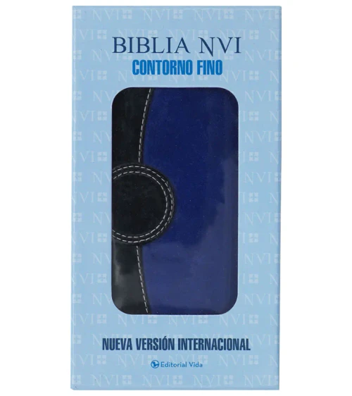Biblia NVI Contorno Fino | Imitacion Piel Azul-Negro