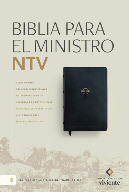 Biblia para el ministro NTV, letra grande con Filament ,SentiPiel, Negro, Letra Roja