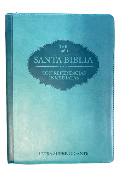 Biblia Letra Super Gigante 18 Pts. Con Indice  y Cierre RVR 1960 Con Referencias Inmediatas | Piel  Aqua