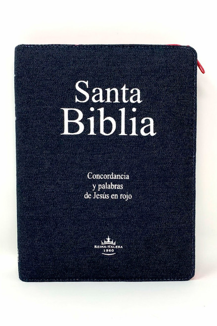 Biblia Letra gigante con Concordancia, RV1960, Blue Jean con Indice y Cierre color Rosa