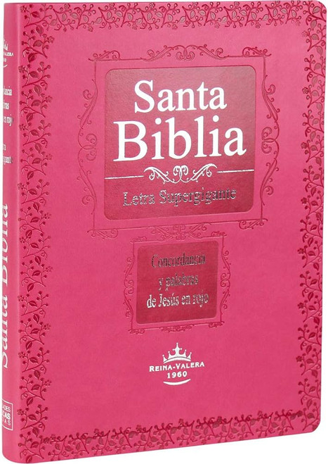 Biblia Letra Super Gigante 18 pts. Con Indice RVR 1960 | Imitacion Piel Rosa