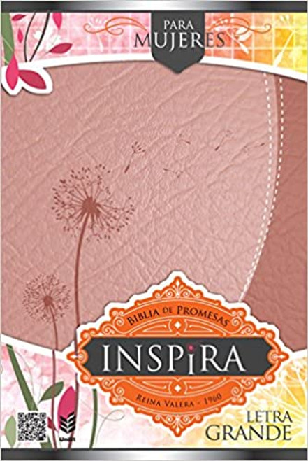 Biblia de Promesas Letra Grande 13 Pts. "Inspira" Con Indice RVR60 | Piel Especial Oro Rosado