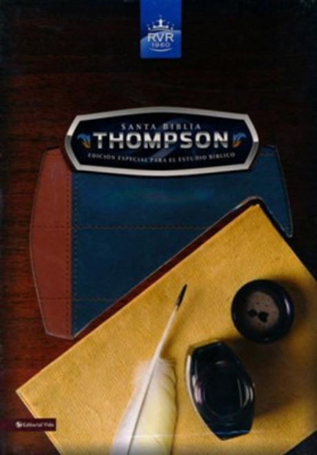 Biblia de Estudio Thompson Edicion Especial RVR 60 | Piel Italiana Azul-Marron