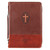 John 3:16 Two-Tone Brown Faux Leather Bible Cover LARGE With Cross