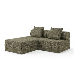 Canapé modulable 3 places + pouf convertible  en tweed