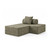 Canapé modulable 2 places + pouf convertible  en tweed