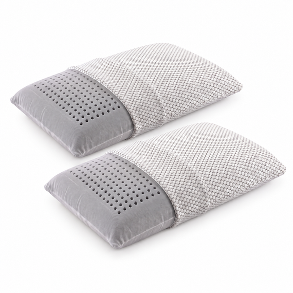 Pack de 2 almohadas de viscoelástica con carbono - fondo blanco