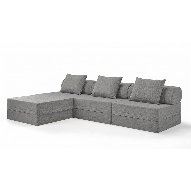 Sofá Modular 3+1+Puff Convertível  Bouclette