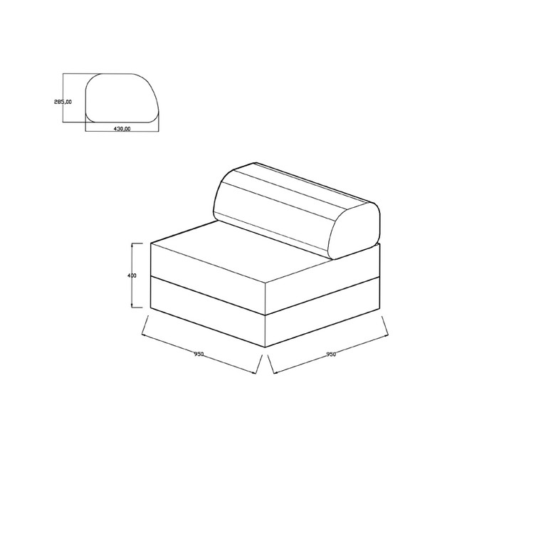 Sofá modular de un asiento convertible, liso