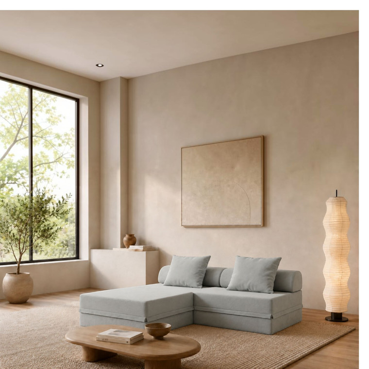 Sofá Modular 1 Lugar + Puff Convertível  Liso