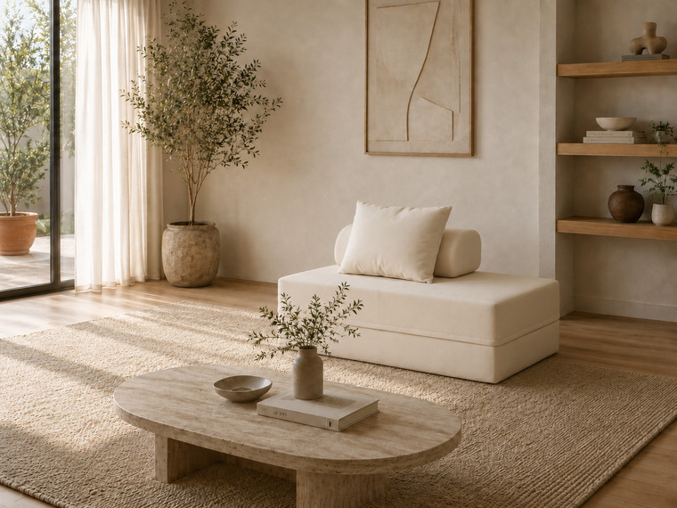 Sofá modular de dos plazas convertible, liso