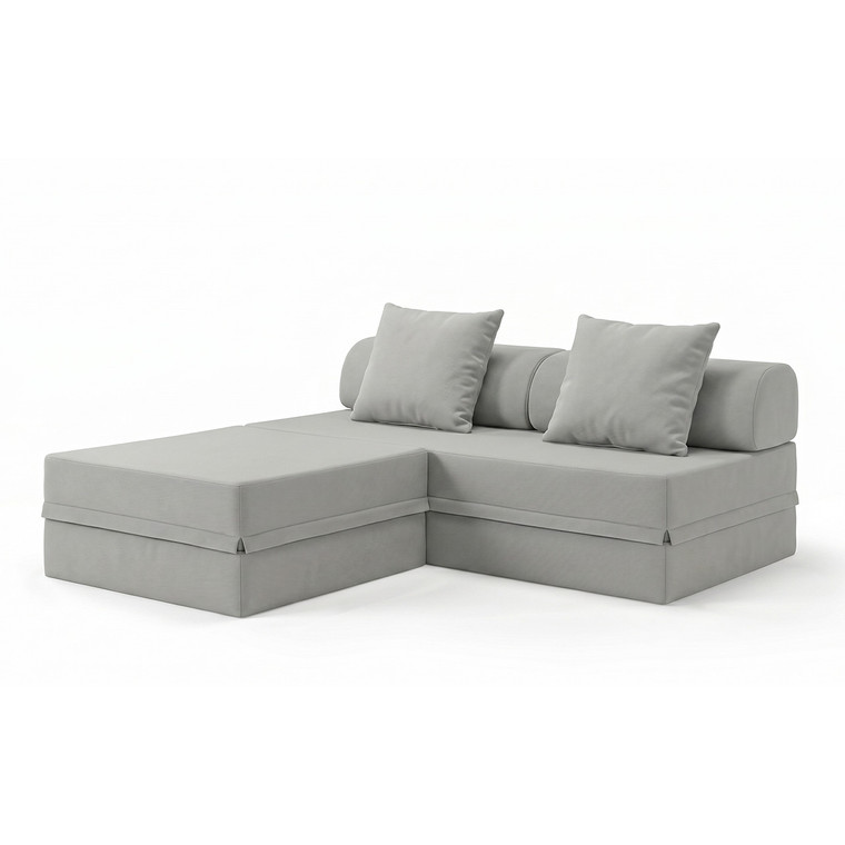 Sofá Modular 3 Lugares + Puff Convertível  Liso