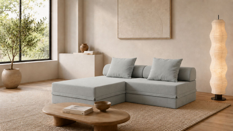 Sofá modular de 3 plazas + puf convertible  Liso