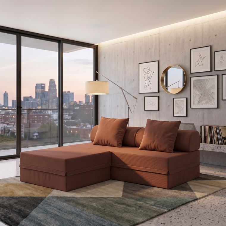 Sofá modular de 3 plazas + puf convertible  Liso