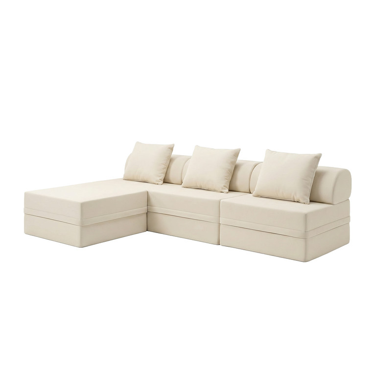 Sofá Modular 3+1+Puff  Convertível  Liso