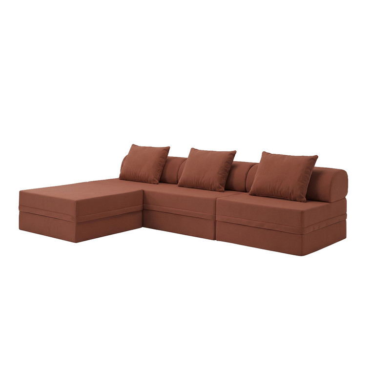 Sofá Modular 3+1+Puff  Convertível  Liso