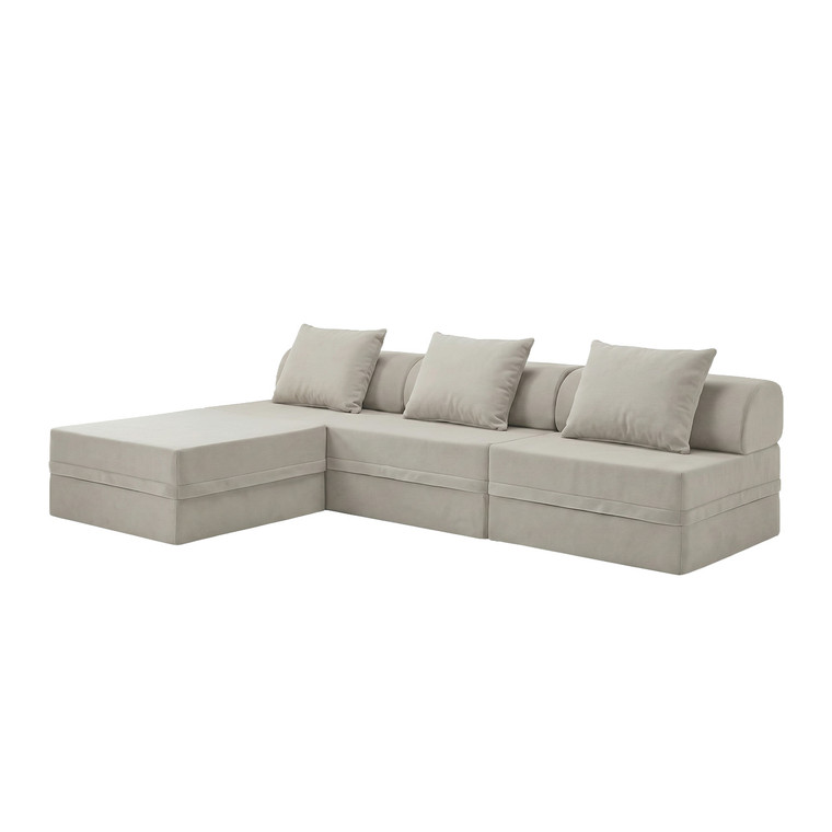 Sofá modular 3+1+puf, convertible, liso